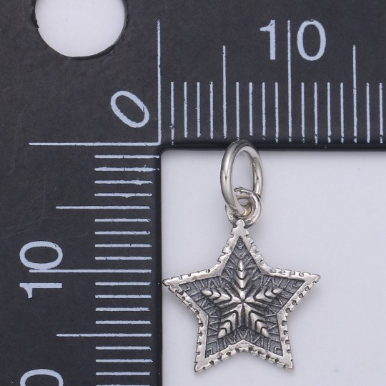 925 Sterling Silver Christmas Star Charm, Christmas Charm Silver Star Charm for Necklace Bracelet Earring, Winter Star Charm SL-142