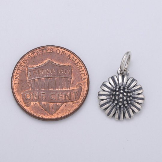 925 Sterling Silver Chrysanthemum Flower Charm, Floral Charm Silver Flower Charm for Necklace Bracelet Earring, Chrysanthemum Charm SL-192 - DLUXCA