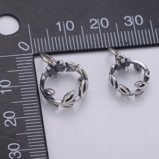 925 Sterling Silver Circle Vines Charm, Nature Charm Leaves Charm for Necklace Bracelet Earring, Vine Crown Charm, SL-HJ-71/72