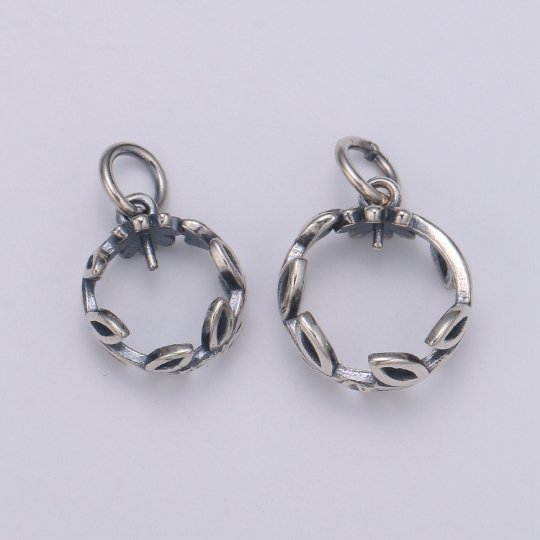925 Sterling Silver Circle Vines Charm, Nature Charm Leaves Charm for Necklace Bracelet Earring, Vine Crown Charm, SL-HJ-71/72