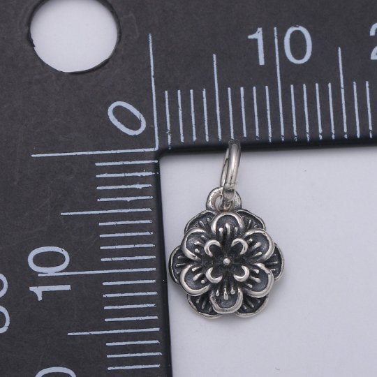 925 Sterling Silver Cosmos Charm, Floral Charm Antique Silver Flower Charm for Necklace Bracelet Earring Blossom Charm, SL-176