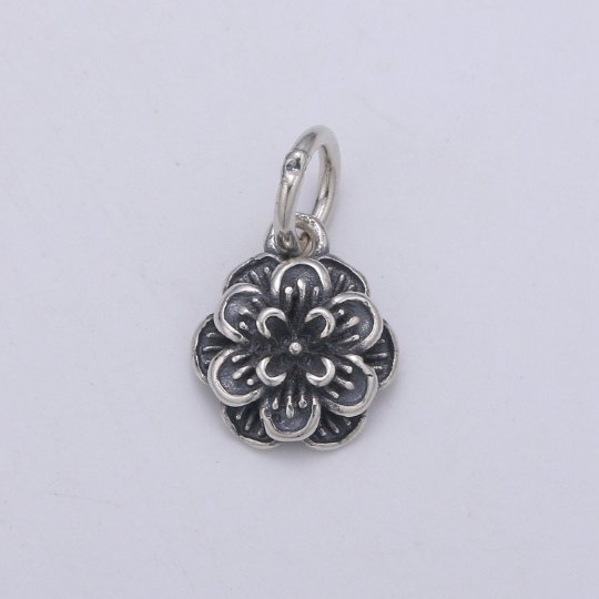 925 Sterling Silver Cosmos Charm, Floral Charm Antique Silver Flower Charm for Necklace Bracelet Earring Blossom Charm, SL-176