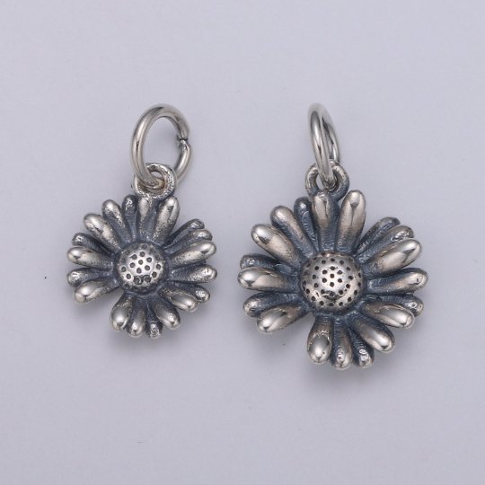 925 Sterling Silver Daisy Flower Charm, Flower Charm Floral Charm for Necklace Bracelet Earring, Daisy Charm, SL-HJ-73/74