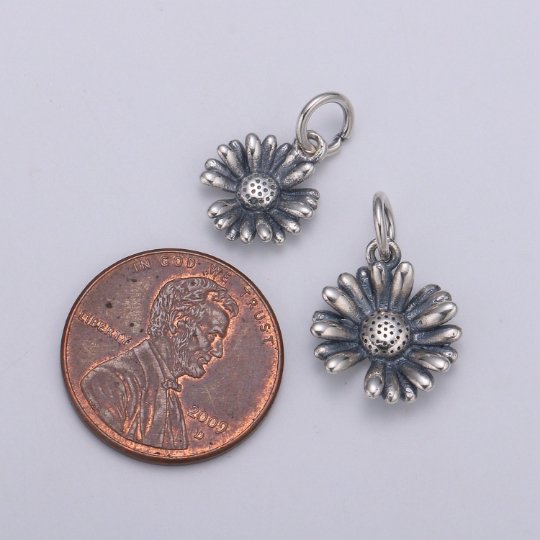 925 Sterling Silver Daisy Flower Charm, Flower Charm Floral Charm for Necklace Bracelet Earring, Daisy Charm, SL-HJ-73/74