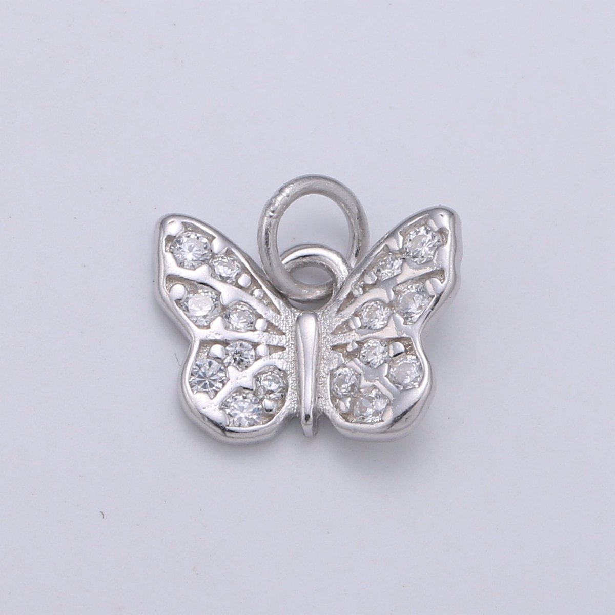 925 Sterling Silver Diamond Elegant Butterfly Charm, Nature Charm Silver Animal Charm for Necklace Bracelet Earring, Butterfly Charm SL-166
