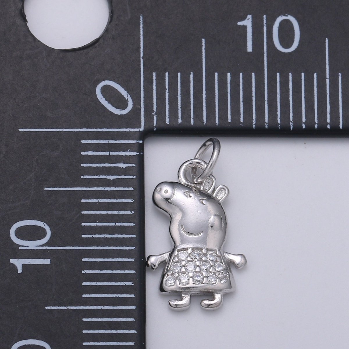 925 Sterling Silver Diamond Piggy Charm, Nature Charm Silver Animal Charm for Necklace Bracelet Earring, Kids Charm for girl daughter SL-178