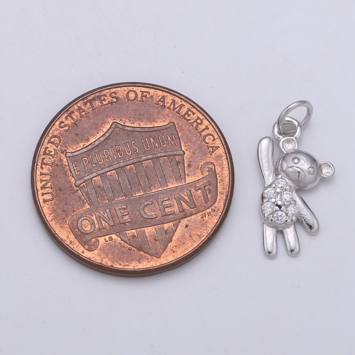 925 Sterling Silver Diamond Teddy Bear Charm, Doll Charm Silver Teddy Charm for Necklace Bracelet Earring, Throw Plush Charm SL-165
