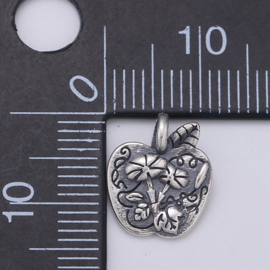 925 Sterling Silver Flower Apple Charm, Nature Charm Silver Flower Charm for Necklace Bracelet Earring, Plant Charm SL-169