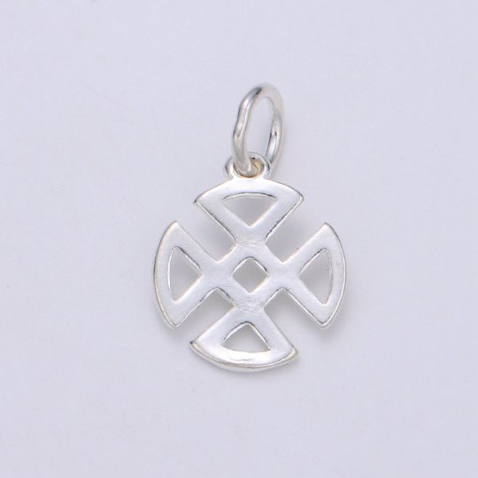 925 Sterling Silver Flower Loop Charm, Floral Charm Silver Flower Charm for Necklace Bracelet Earring, Four Petal Charm SL-143