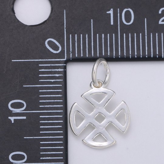 925 Sterling Silver Flower Loop Charm, Floral Charm Silver Flower Charm for Necklace Bracelet Earring, Four Petal Charm SL-143