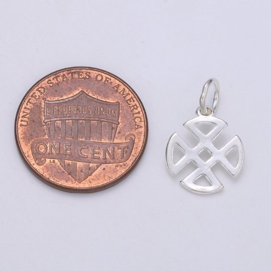 925 Sterling Silver Flower Loop Charm, Floral Charm Silver Flower Charm for Necklace Bracelet Earring, Four Petal Charm SL-143