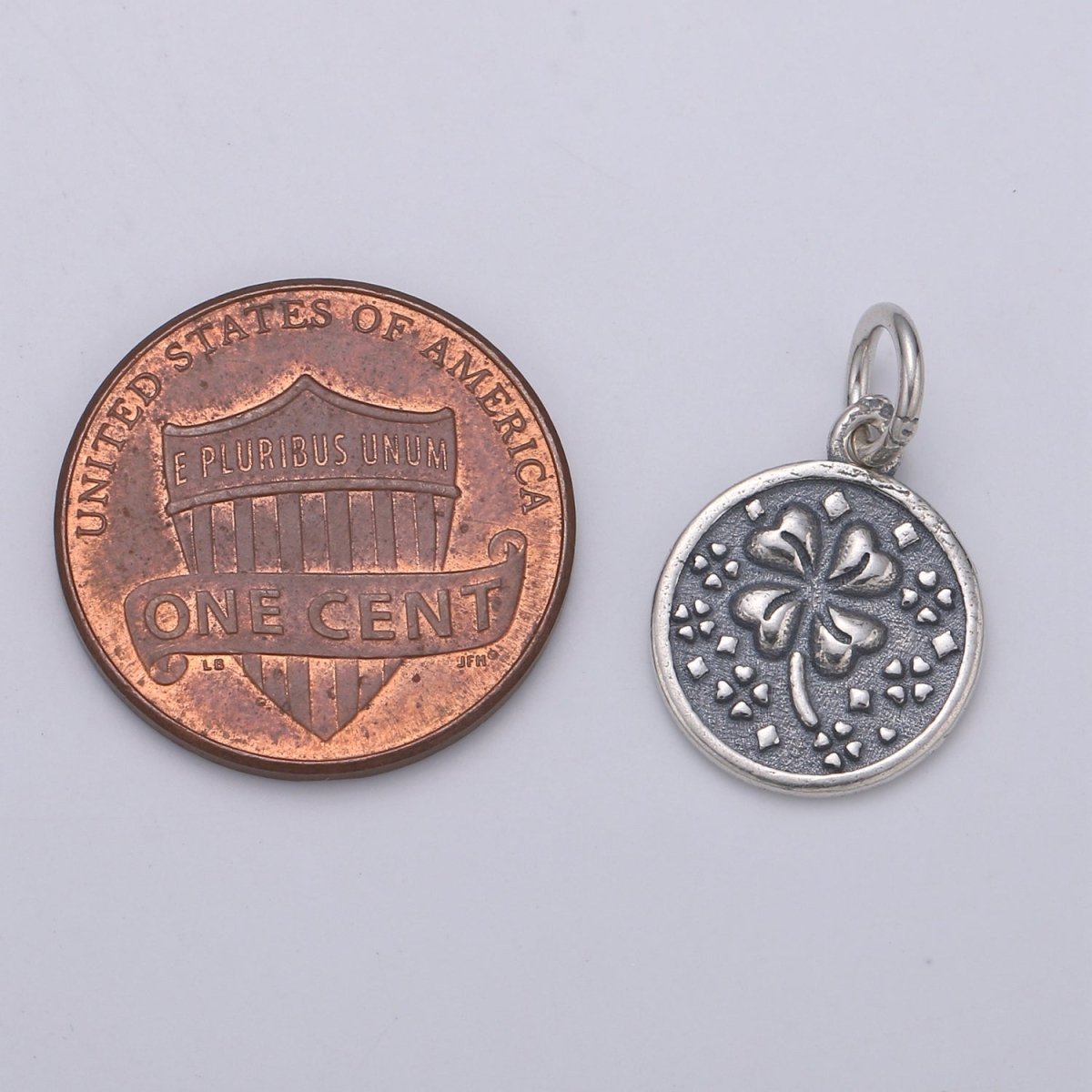 925 Sterling Silver Four Leaf Clover Charm, Message Charm Silver Happy Charm for Necklace Bracelet Earring, Good Luck Charm SL-119