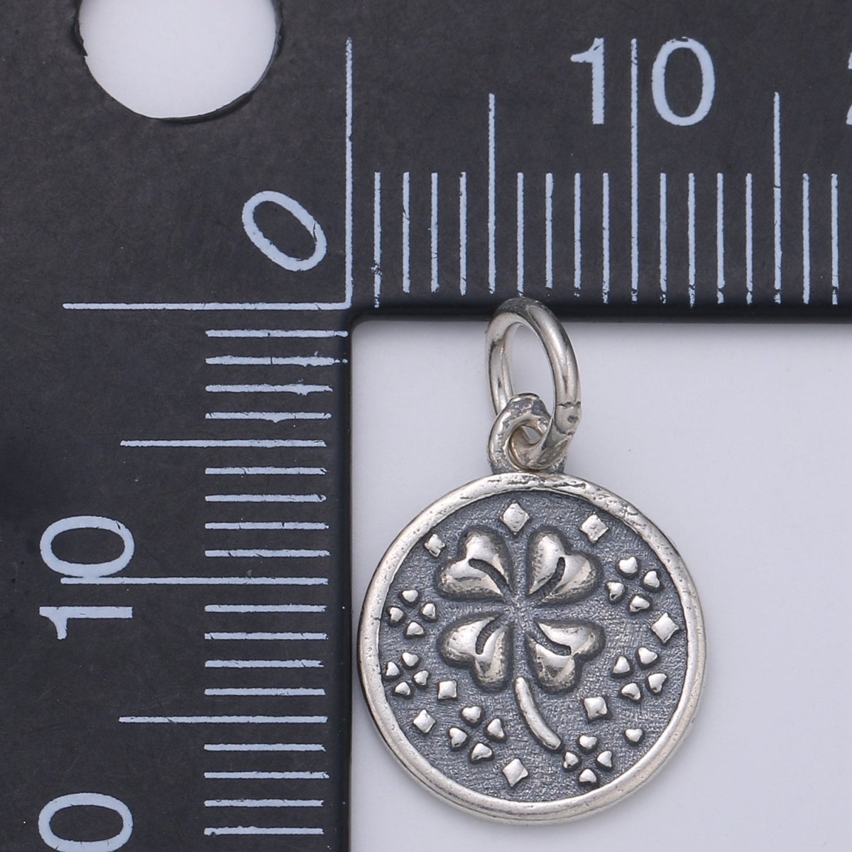 925 Sterling Silver Four Leaf Clover Charm, Message Charm Silver Happy Charm for Necklace Bracelet Earring, Good Luck Charm SL-119