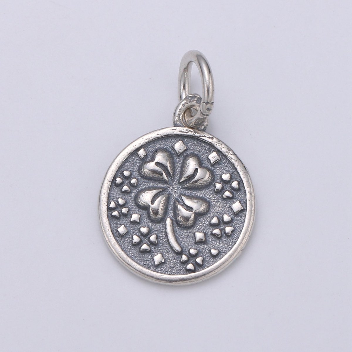 925 Sterling Silver Four Leaf Clover Charm, Message Charm Silver Happy Charm for Necklace Bracelet Earring, Good Luck Charm SL-119