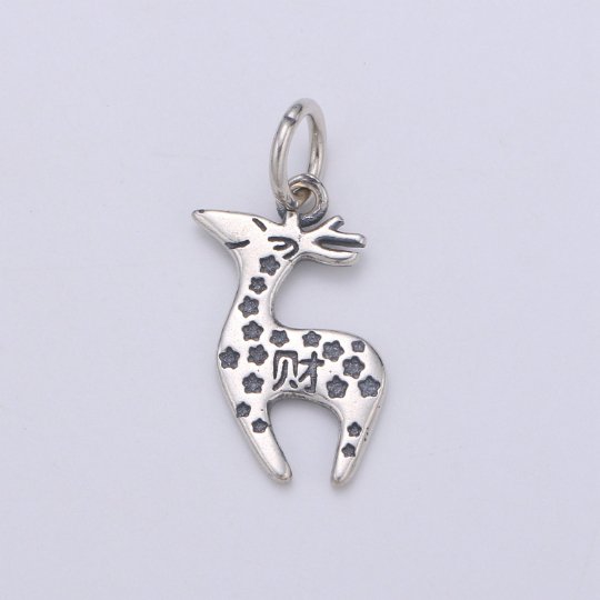 925 Sterling Silver Giraffe Charm, Animal Charm Silver Baby Giraffe Charm for Necklace Bracelet Earring, Zoo Animal Charm SL-113