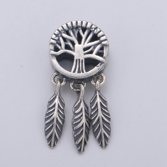 925 Sterling Silver Great Tree Dream Catcher Charm, Indian Charm Silver Dream Charm for Necklace Bracelet Earring SL-199