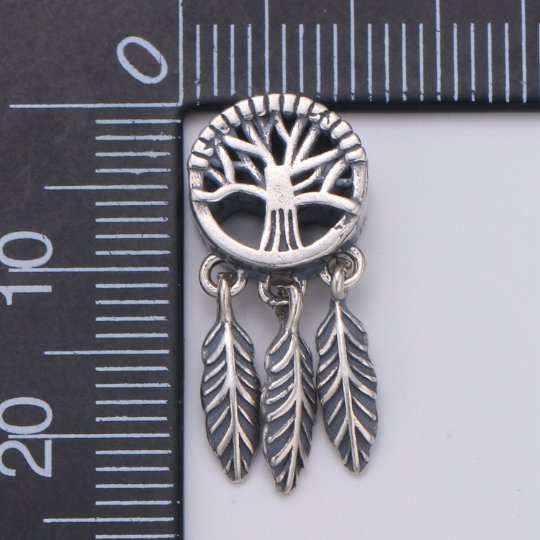 925 Sterling Silver Great Tree Dream Catcher Charm, Indian Charm Silver Dream Charm for Necklace Bracelet Earring SL-199