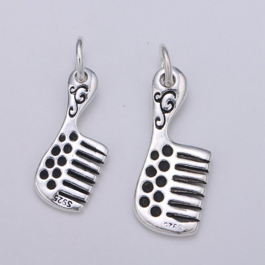 925 Sterling Silver Hair Comb Charm, Comb Charm Brush Charm for Necklace Bracelet Earring, Simple Comb Charm, SL-075 SL-076