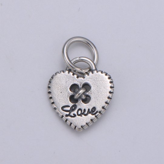 925 Sterling Silver Heart Button Charm, Love Charm Love Button Charm for Necklace Bracelet Earring Component supply, SL-HJ-79