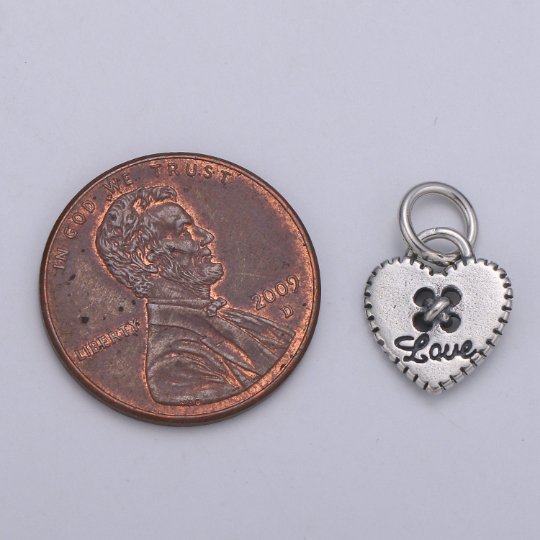 925 Sterling Silver Heart Button Charm, Love Charm Love Button Charm for Necklace Bracelet Earring Component supply, SL-HJ-79