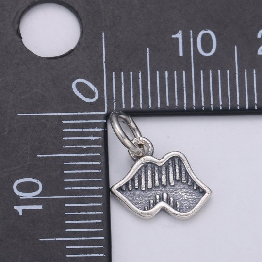 925 Sterling Silver Hot Lips Flower Charm, Lip Charm Silver Mouth Charm for Necklace Bracelet Earring, Makeup Charm, SL-HJ-160