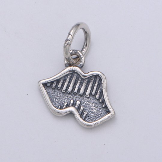 925 Sterling Silver Hot Lips Flower Charm, Lip Charm Silver Mouth Charm for Necklace Bracelet Earring, Makeup Charm, SL-HJ-160