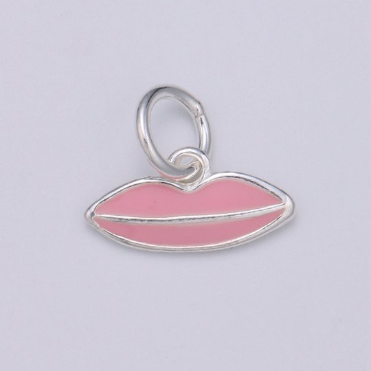 925 sterling silver lips charm, Dainty Red Pink lips, XOXO Enamel charm, Dainty kissing Mouth Charm for Bracelet Necklace, SL-HJ-25/26