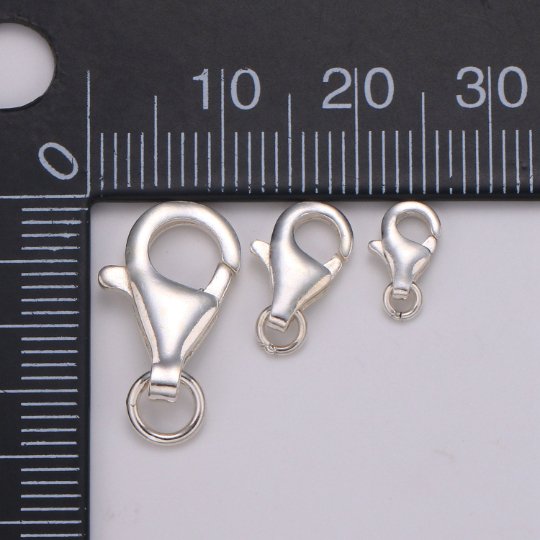 925 Sterling Silver Lobster Clasps with Jump Ring Jewelry Findings for Bracelet, Necklace jewelry making supply component 10mm, 13mm, 20mm SL-233 SL-234 SL-235
