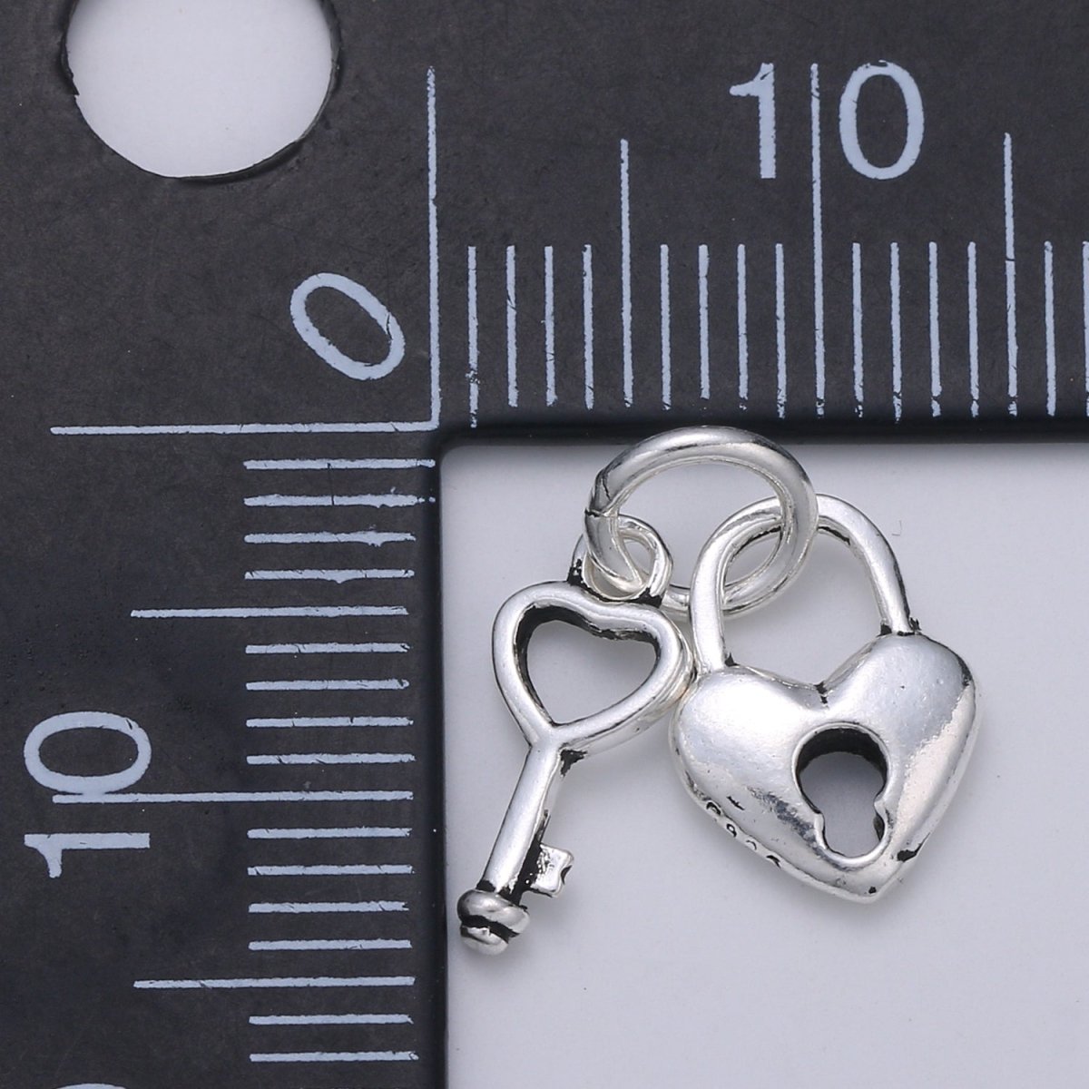 925 Sterling Silver Lock and Key Charm, Couples Charm Silver Heart Charm for Necklace Bracelet Earring, Love Charm SL-127