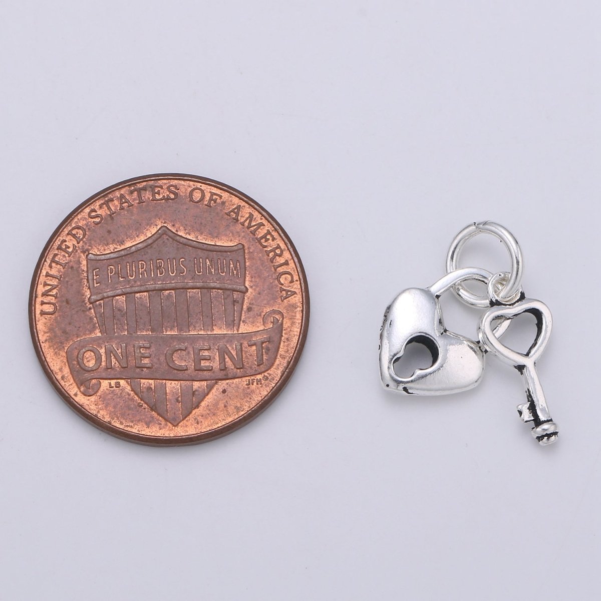 925 Sterling Silver Lock and Key Charm, Couples Charm Silver Heart Charm for Necklace Bracelet Earring, Love Charm SL-127