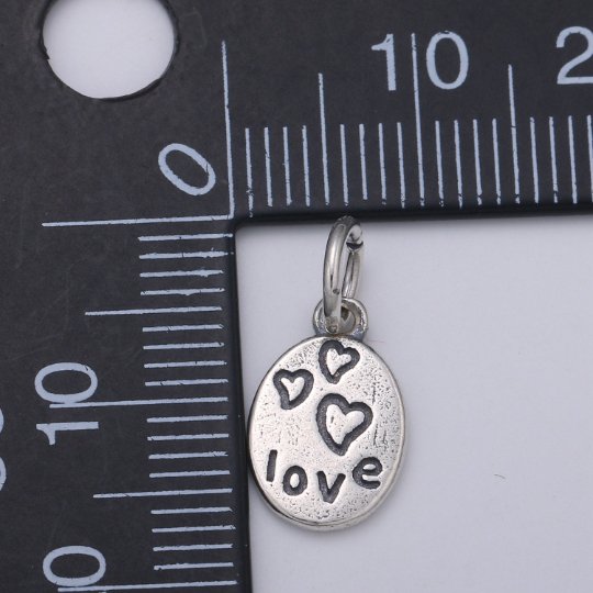 925 Sterling Silver Lots of Love Charm, Message Charm Silver Heart Charm for Necklace Bracelet Earring, Couple Charm SL-177