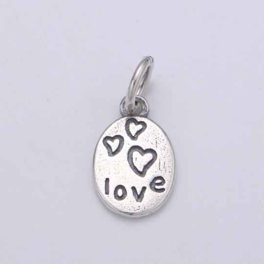 925 Sterling Silver Lots of Love Charm, Message Charm Silver Heart Charm for Necklace Bracelet Earring, Couple Charm SL-177
