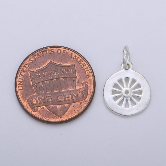 925 Sterling Silver Orange Charm, Wheel Charm Silver Lemon Charm for Necklace Bracelet Earring, Fruity Charm, SL-HJ-104