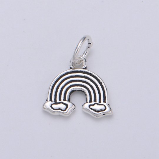 925 Sterling Silver Over the Rainbow Charm, Rainbow Charm Silver Clouds Charm for Necklace Bracelet Earring, Happy Charm SL-136