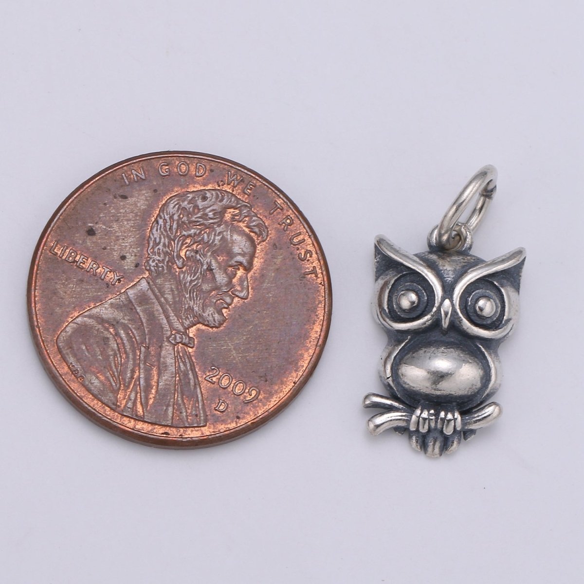 925 Sterling Silver Owl Charm, Animal Charm Silver Baby Owl Charm for Necklace Bracelet Earring, NIght Owl Charm SL-095