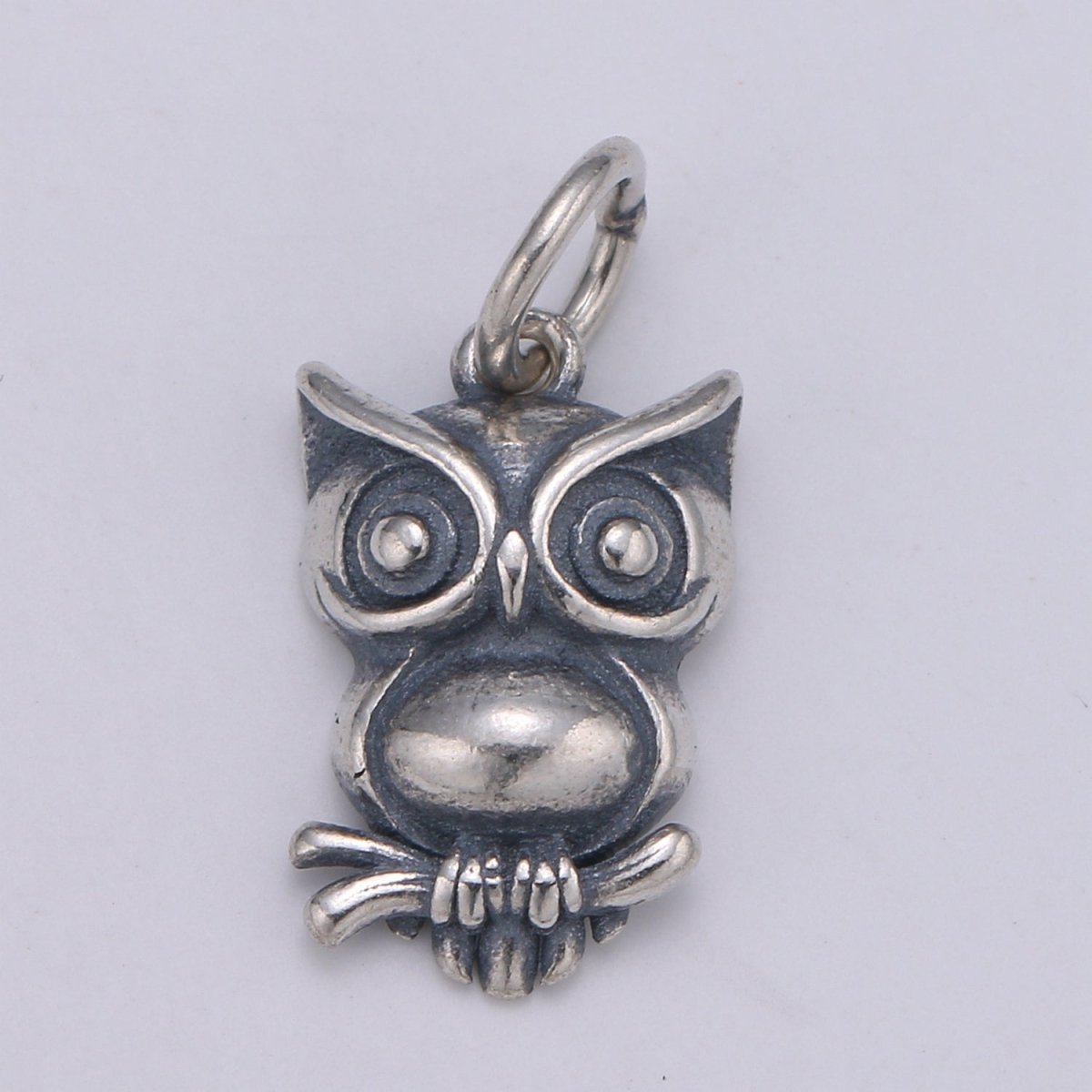 925 Sterling Silver Owl Charm, Animal Charm Silver Baby Owl Charm for Necklace Bracelet Earring, NIght Owl Charm SL-095
