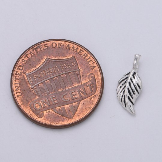 925 Sterling Silver Plant Leaf Charm, Nature Charm Silver Leaf Charm for Necklace Bracelet Earring, Plant Charm SL-168