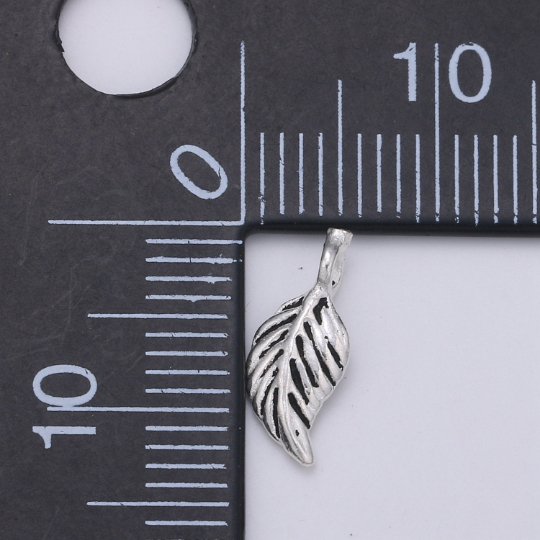 925 Sterling Silver Plant Leaf Charm, Nature Charm Silver Leaf Charm for Necklace Bracelet Earring, Plant Charm SL-168