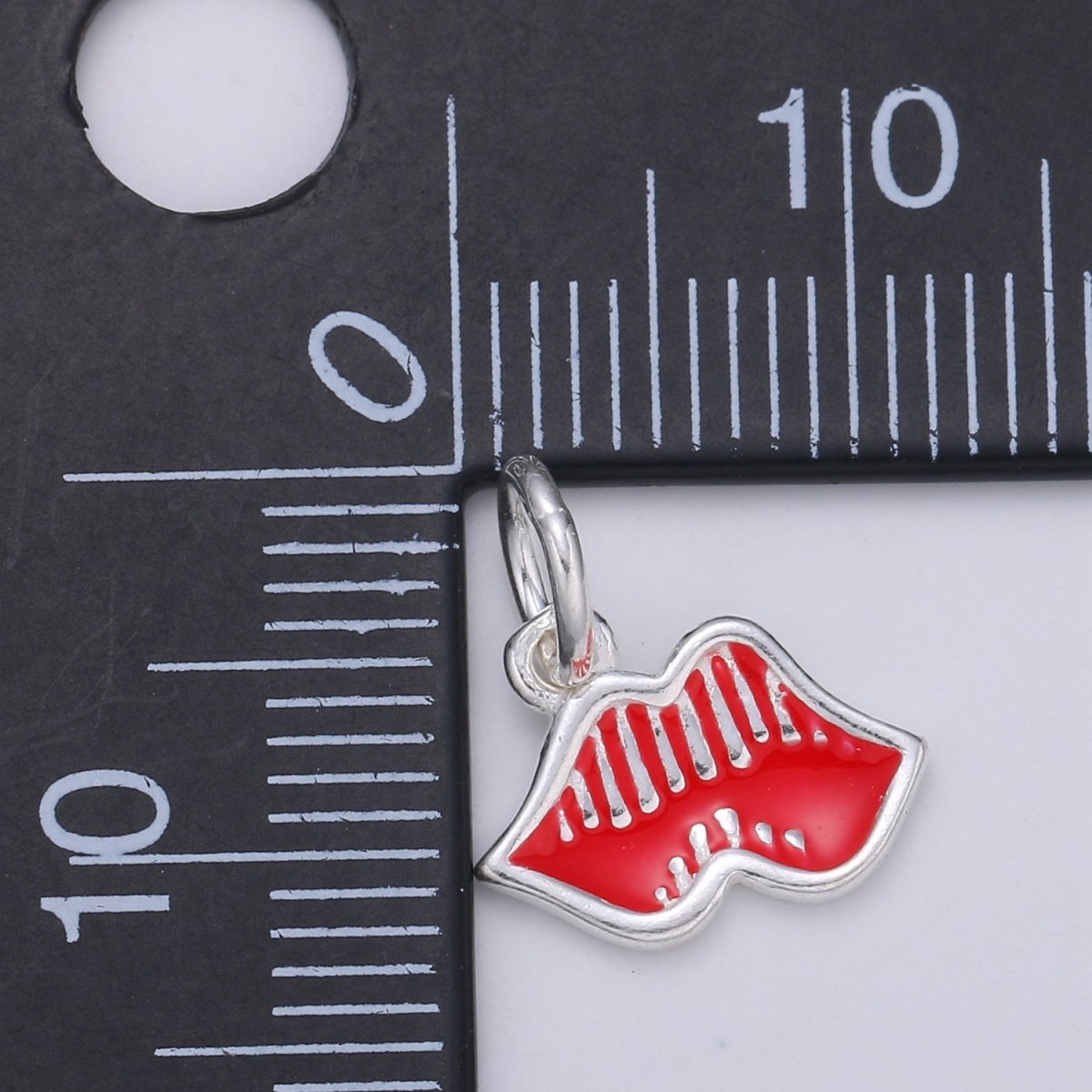 925 Sterling Silver Red Hot Lips Flower Charm, Lip Charm Silver Mouth Charm for Necklace Bracelet Earring, Makeup Charm SL-053 - DLUXCA