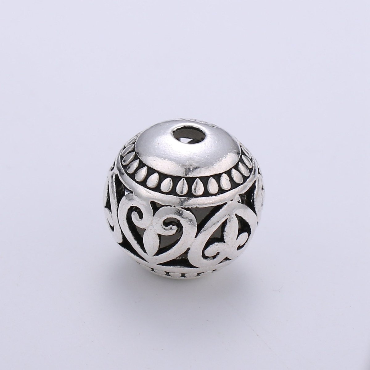 925 Sterling Silver Royal Heart Bead, Bali Style Beads Silver Heart Beads for Necklace Bracelet Earring, Round Beads SL-209