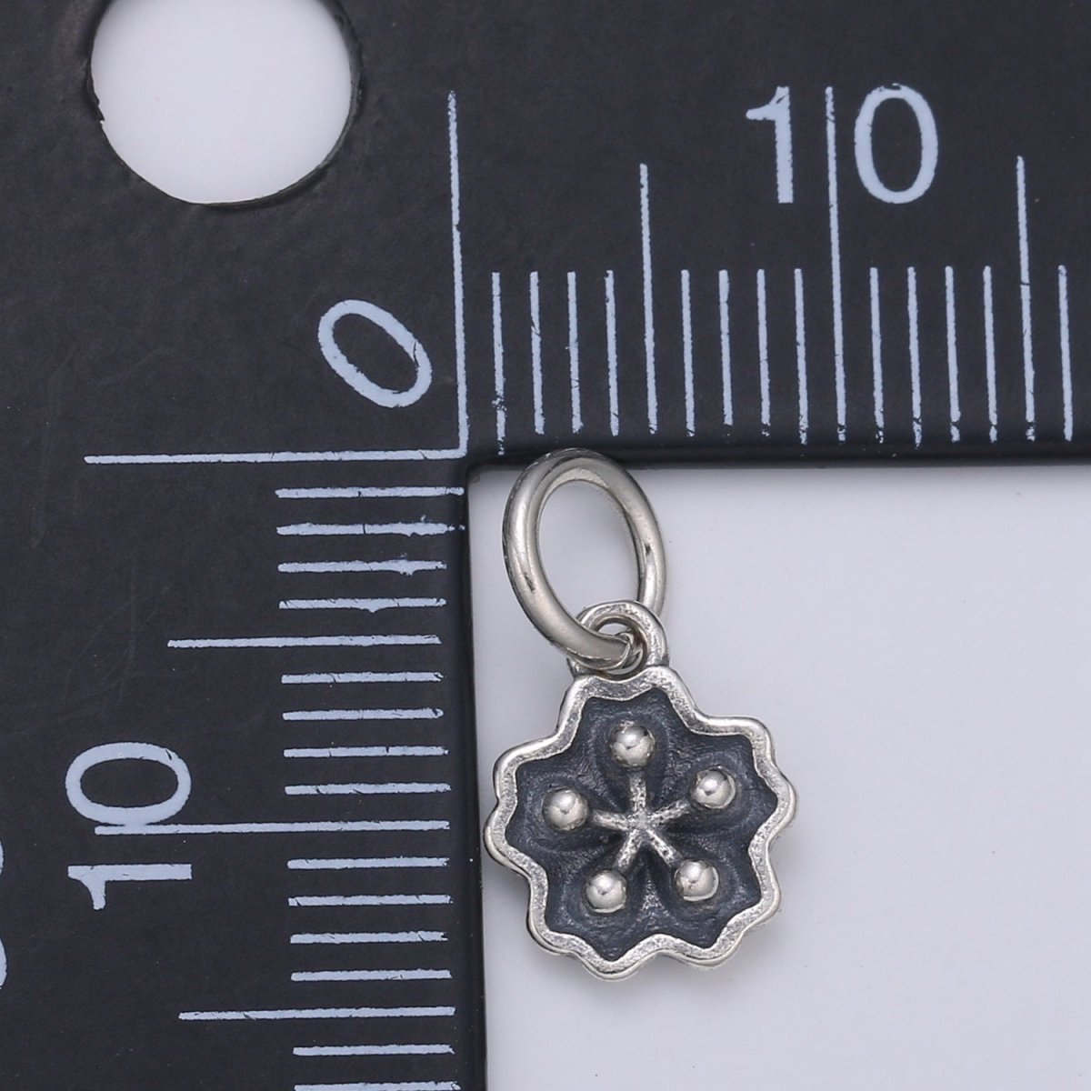 925 Sterling Silver Sakura Charm, Floral Charm Silver Black Sakura Charm for Necklace Bracelet Earring, Floral Charm SL-155