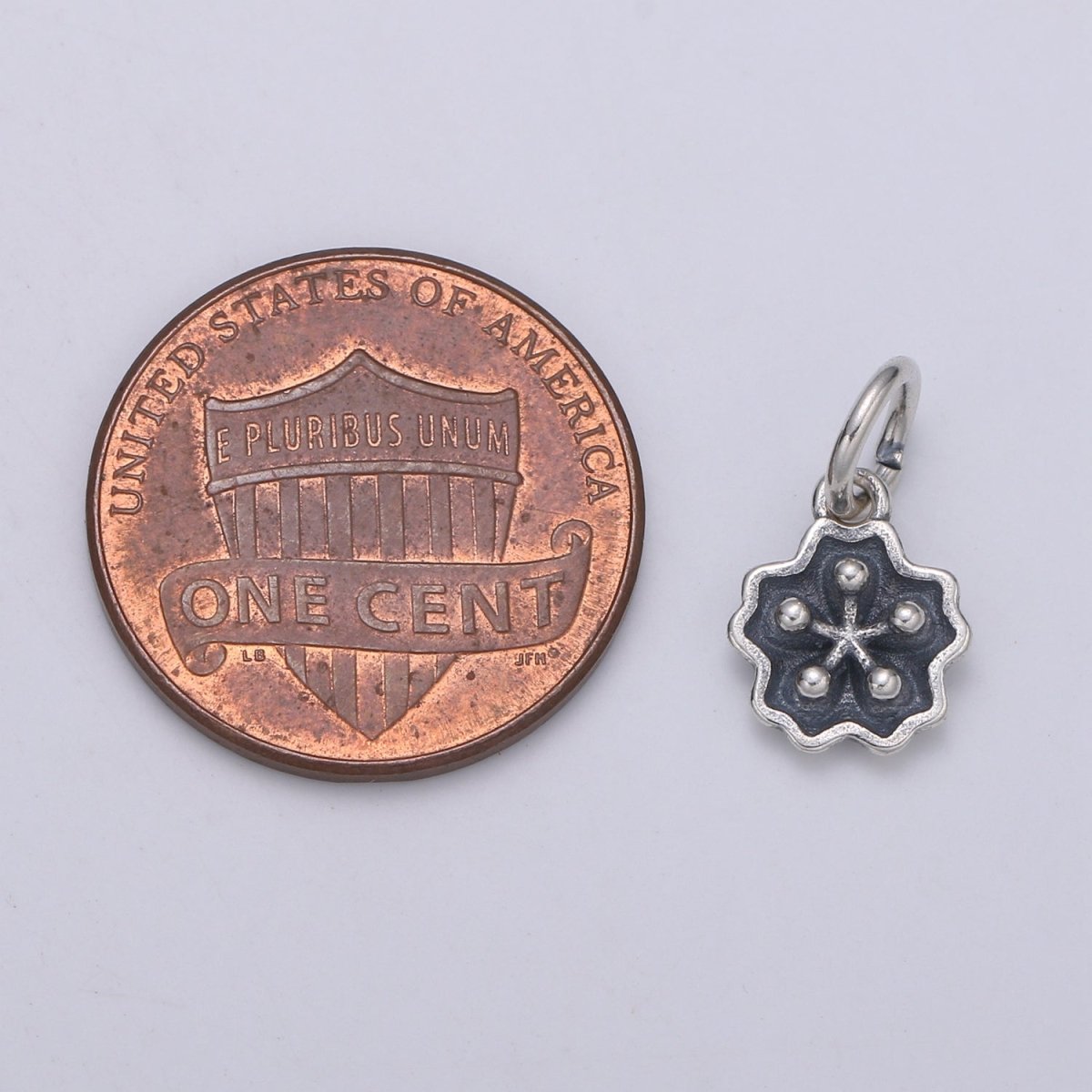 925 Sterling Silver Sakura Charm, Floral Charm Silver Black Sakura Charm for Necklace Bracelet Earring, Floral Charm SL-155