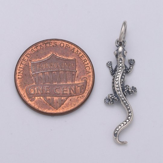 925 Sterling Silver Salamander Charm, Animal Charm Silver Reptile Charm for Necklace Bracelet Earring, Lizard Charm, SL-HJ-194