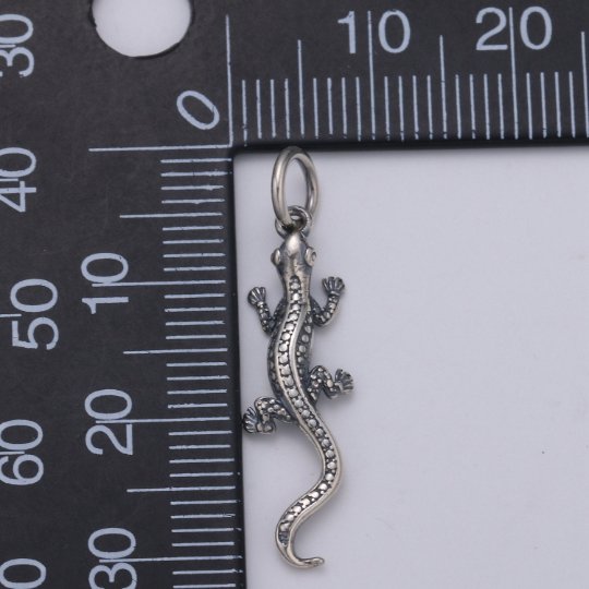925 Sterling Silver Salamander Charm, Animal Charm Silver Reptile Charm for Necklace Bracelet Earring, Lizard Charm, SL-HJ-194