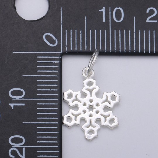 925 Sterling Silver Snowflake Charm, Nature Charm Silver Winter Charm for Necklace Bracelet Earring, Christmas Charm SL-175