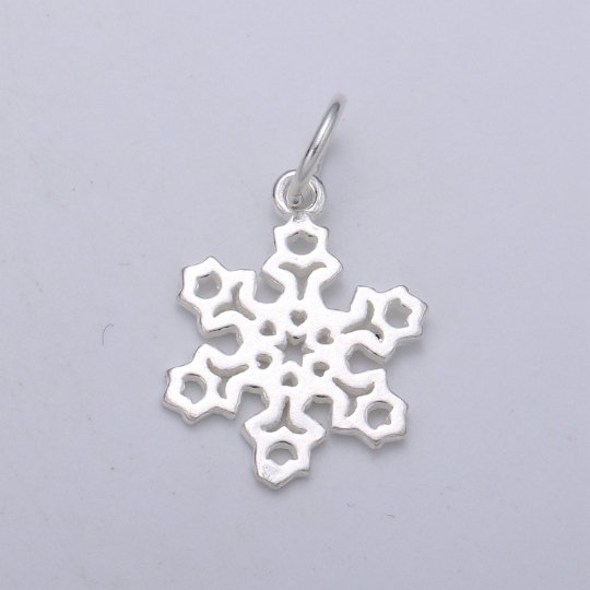 925 Sterling Silver Snowflake Charm, Nature Charm Silver Winter Charm for Necklace Bracelet Earring, Christmas Charm SL-175