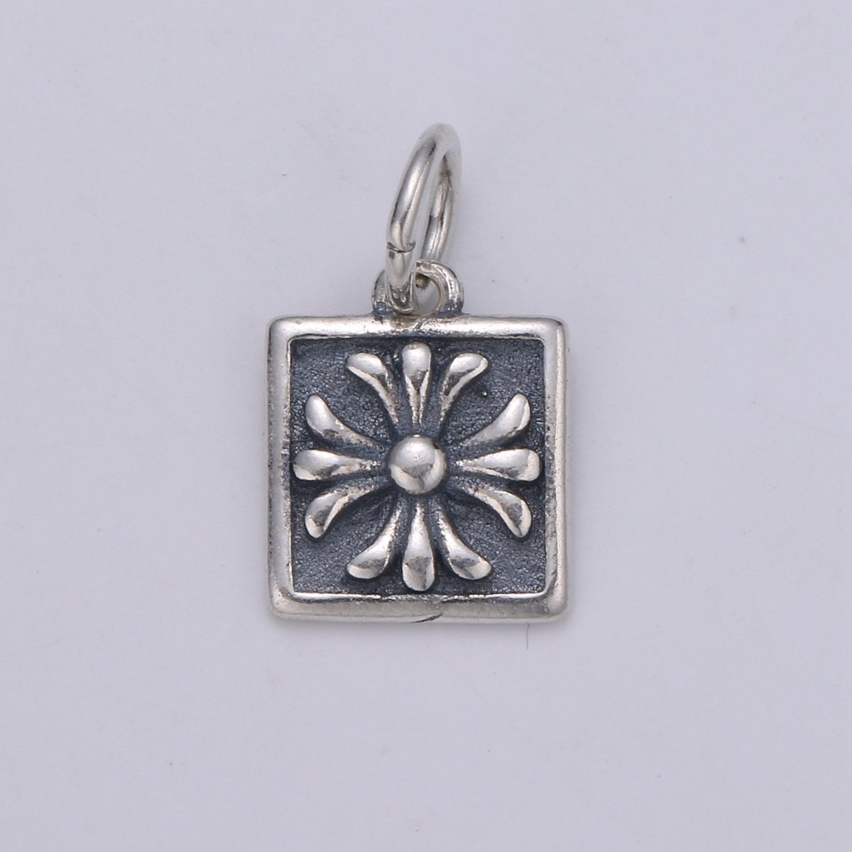 925 Sterling Silver Snowflake Charm, Square Charm Flower Charm for Necklace Bracelet Earring, Lily Flower Charm SL-065 SL-066 SL-067