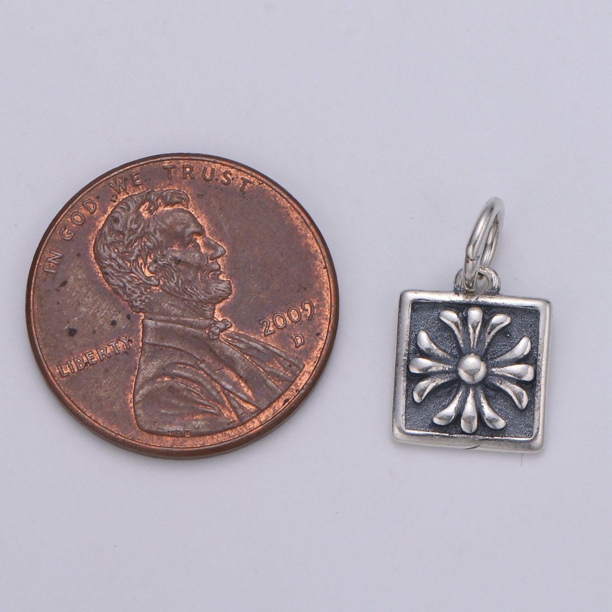 925 Sterling Silver Snowflake Charm, Square Charm Flower Charm for Necklace Bracelet Earring, Lily Flower Charm SL-065 SL-066 SL-067
