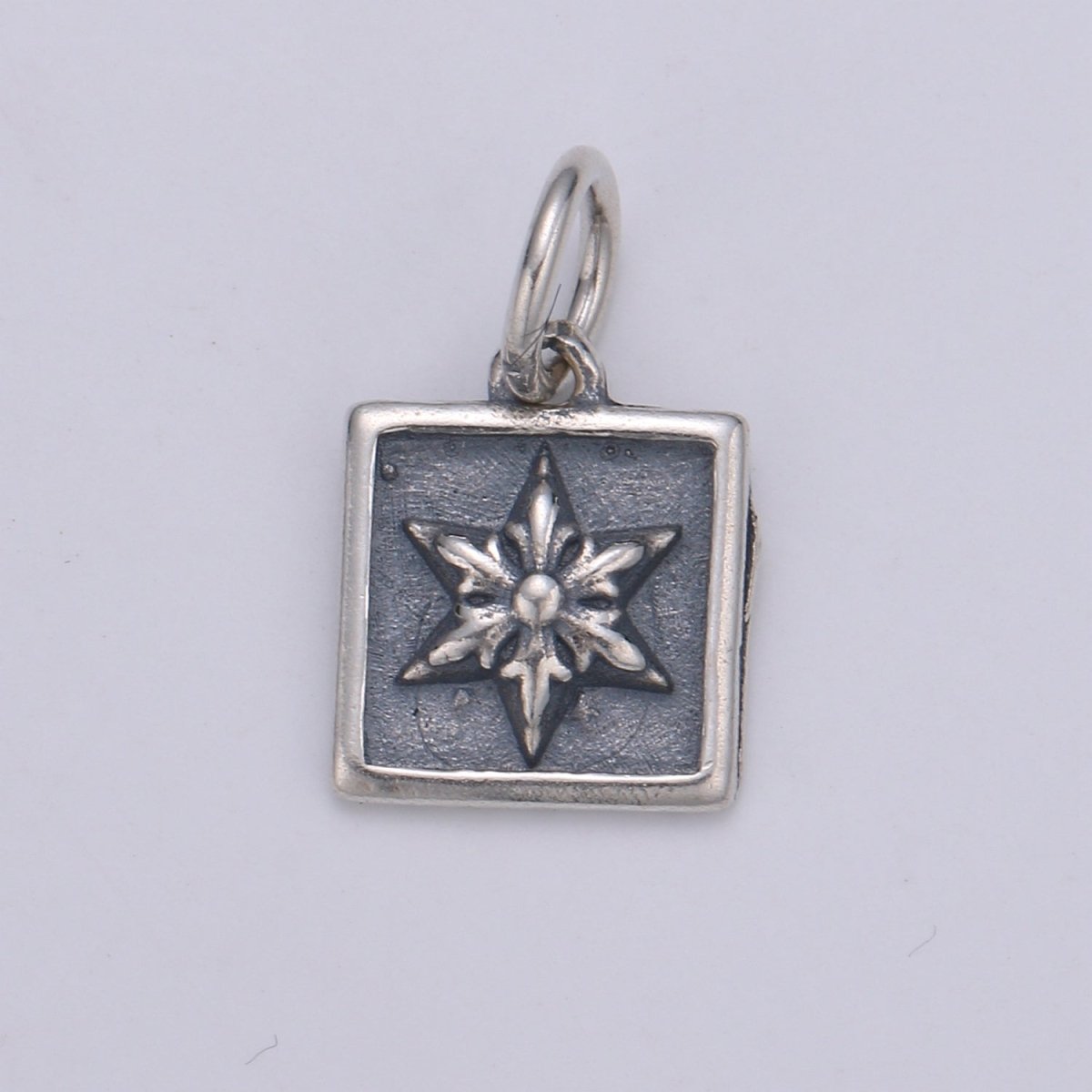 925 Sterling Silver Snowflake Charm, Square Charm Flower Charm for Necklace Bracelet Earring, Lily Flower Charm SL-065 SL-066 SL-067