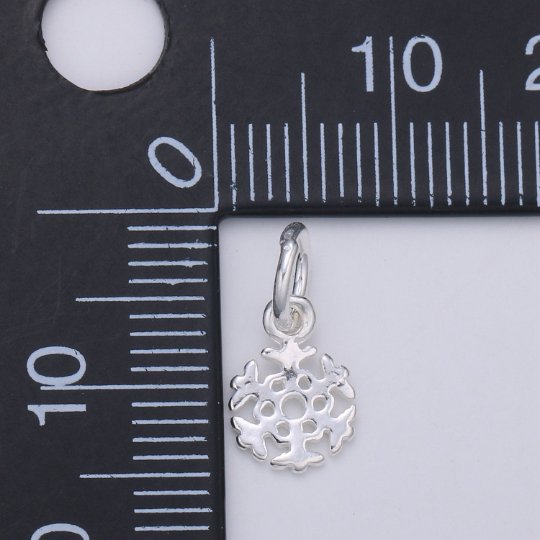 925 Sterling Silver Snowflake Charm, Winter Charm Silver Snow Charm for Necklace Bracelet Earring, Christmas Charm SL-145